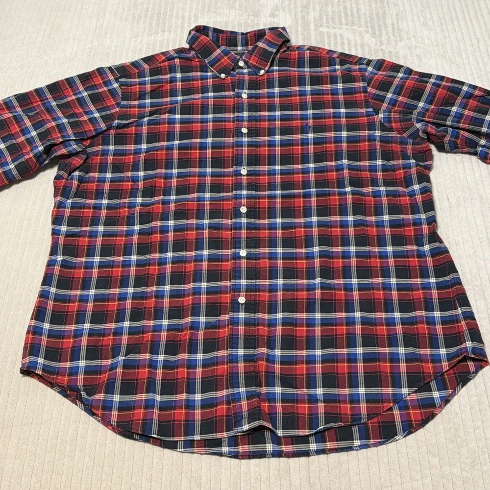 Polo Ralph Lauren shirt Mens XL Classic Fit Red Plaid Button Down Long Sleeve